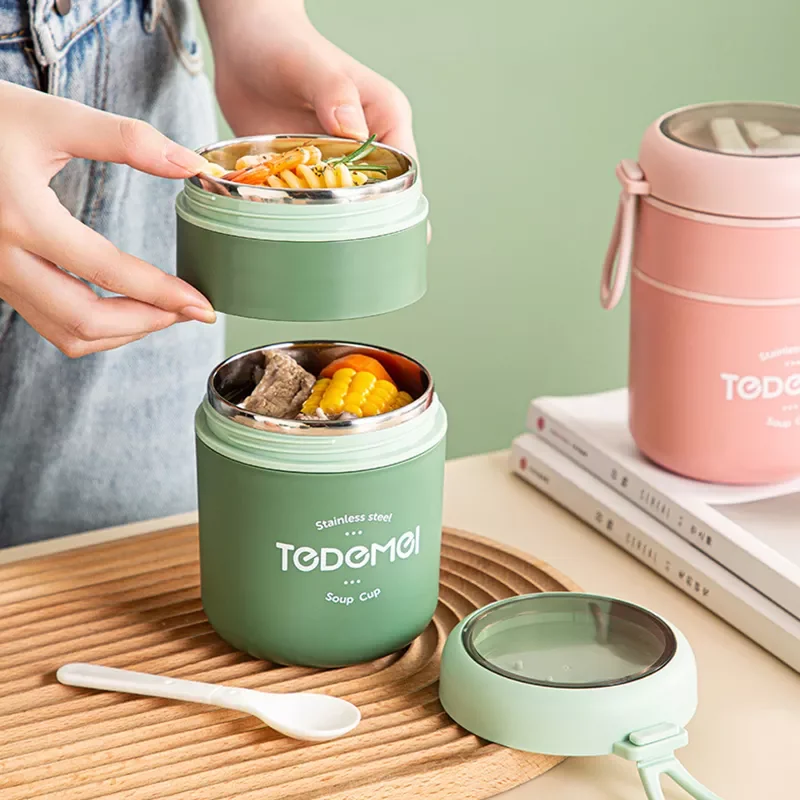 

2023NEW 710ML Stainless Steel Lunch Box Drinking Cup With Spoon Food Thermal Jar Insulated Soup Thermos Containers Thermische lu