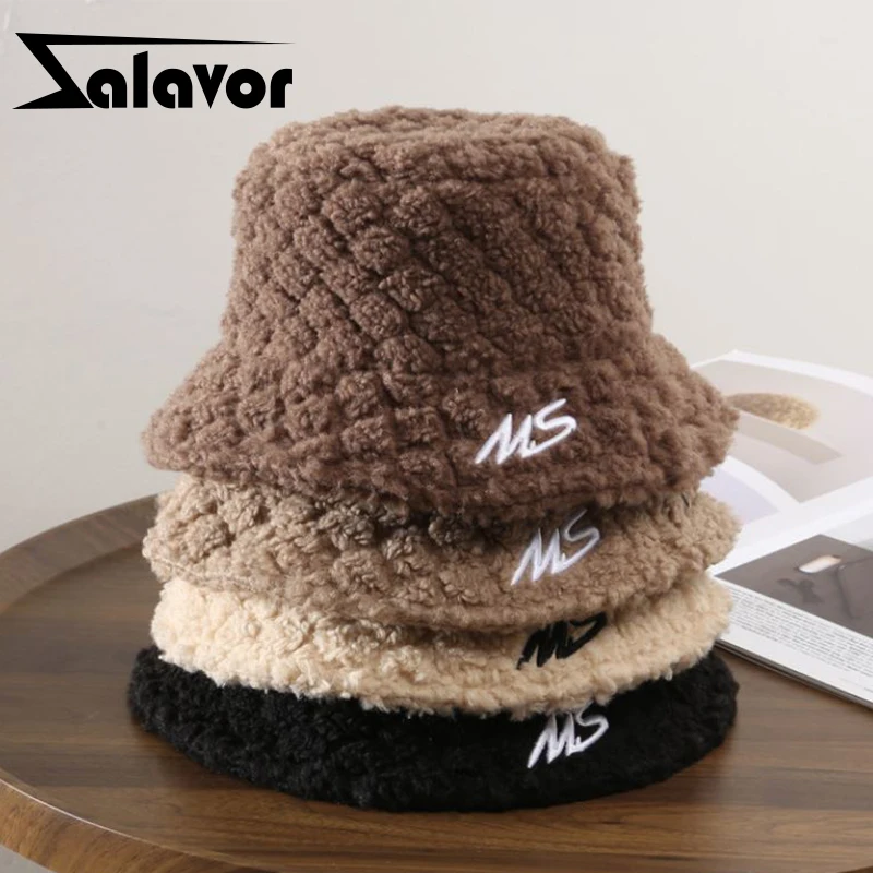 

ZALAVOR Bucket Hats For Women 2022 Winter Fur Fisherman Caps Men Outdoor Warm Hats Fashion Couple Plush Home Lady Headdress