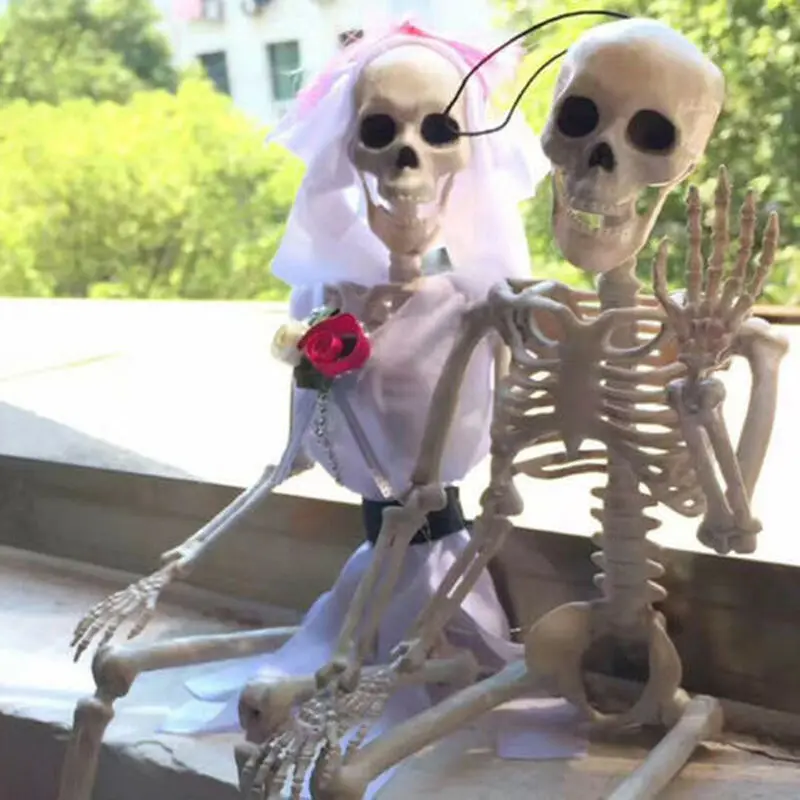 40cm simulation skeleton human halloween prop plastic skeleton bones horror human bones for house party halloween decoration free global shipping