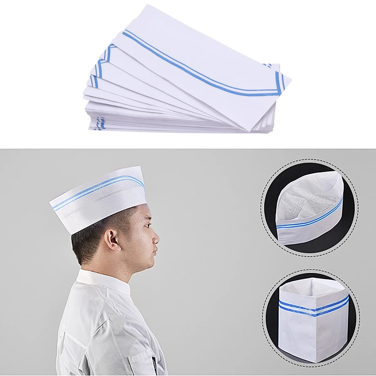 50pcs Disposable Chef Hats Lightweight Headgear Simple Kitchen Accessories for Cooks Red chef cap disposable
