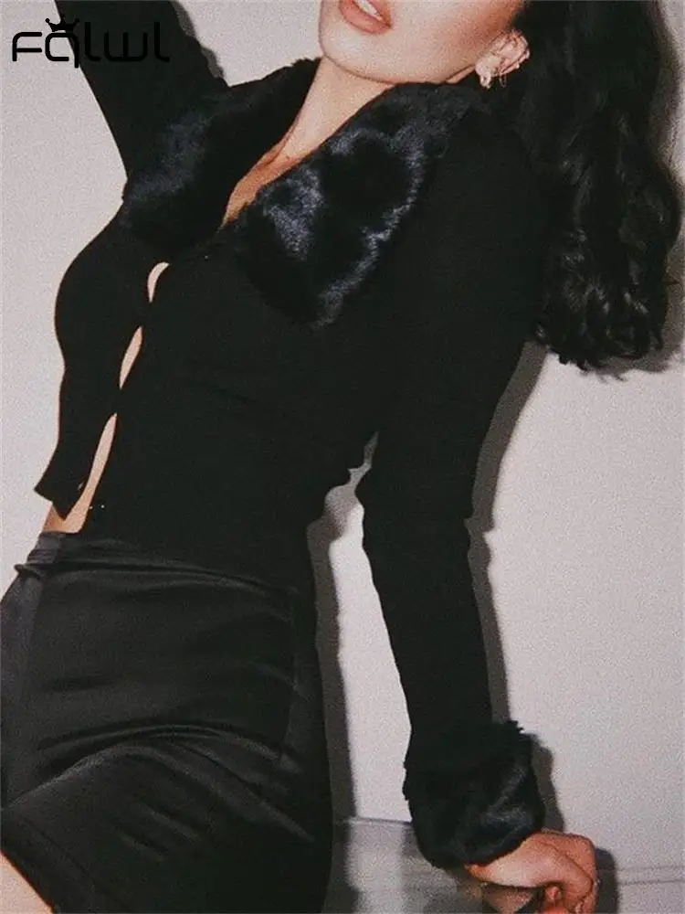 Женский кардиган с длинным рукавом черный облегающий трикотажный лацканами