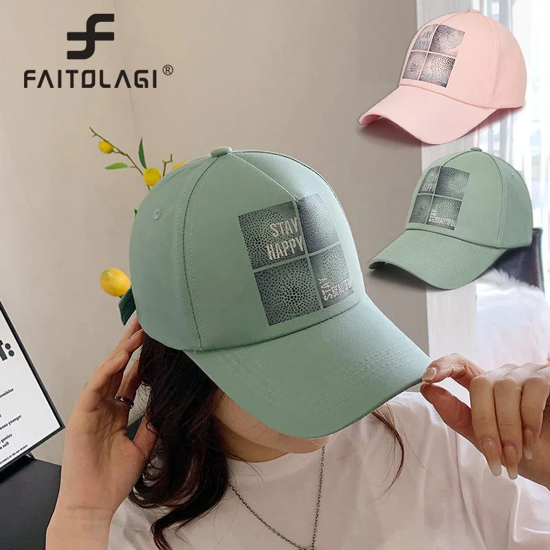 

Модная женская бейсбольная кепка с принтом, Женская однотонная Кепка в стиле хип-хоп с солнцезащитным козырьком, летняя уличная спортивная ...