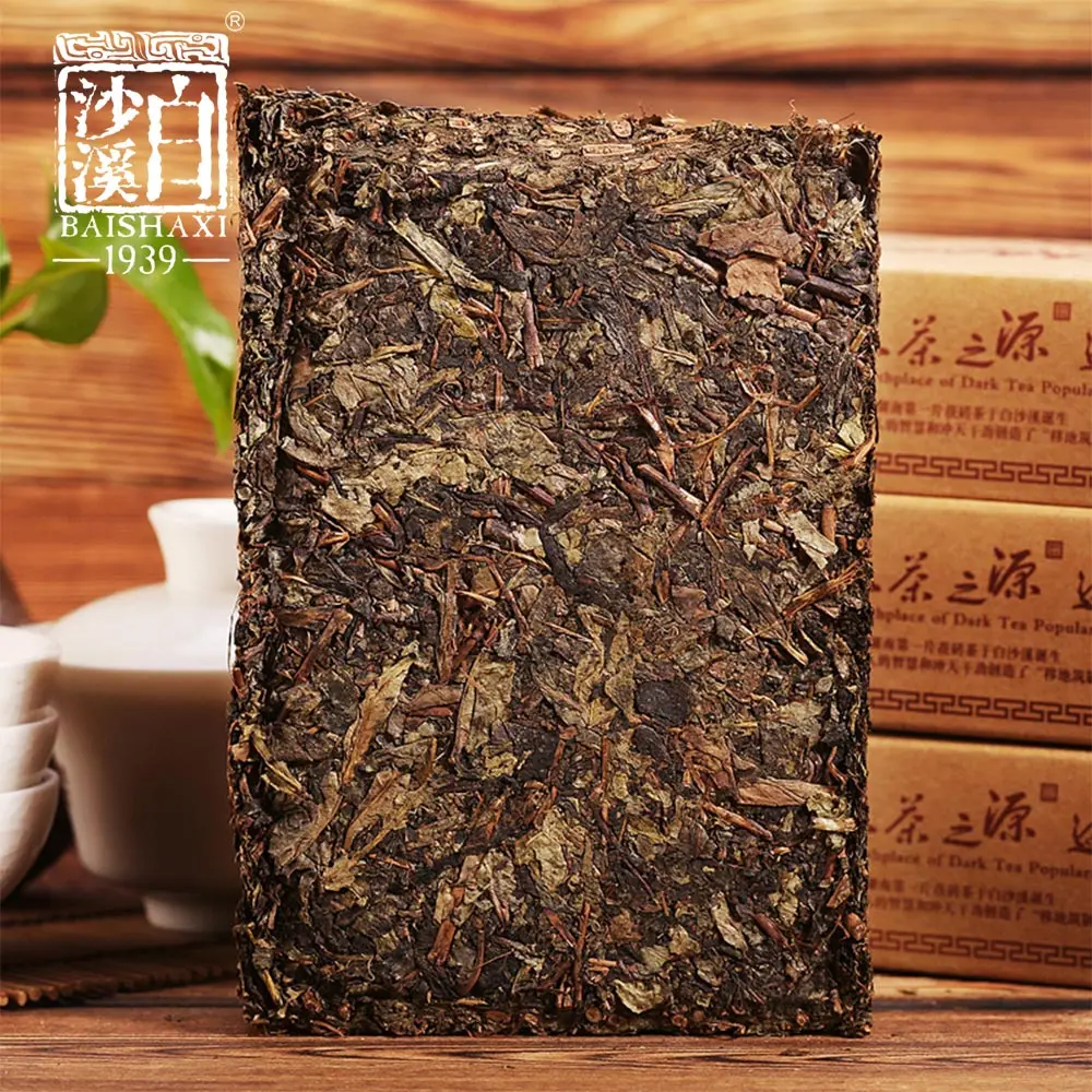 

Baishaxi Golden Flower Fu 1953 Anhua Dark Brick Box Packing 338g