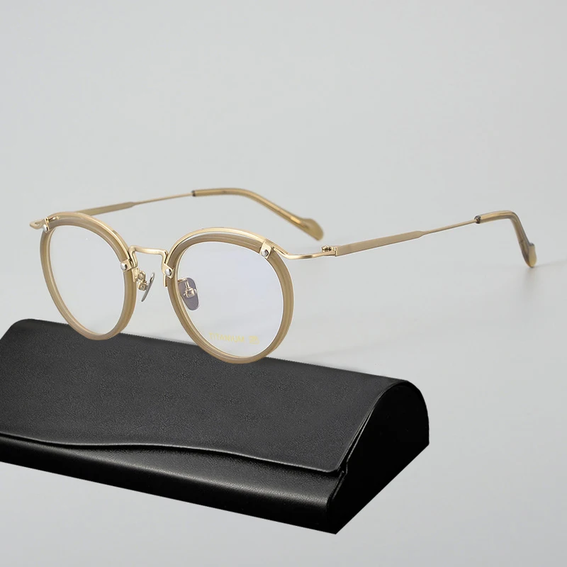 

Очки для близорукости для мужчин и женщин, круглые винтажные оптические аксессуары в стиле ретро, из титана и ацетата, в оправе, по рецепту