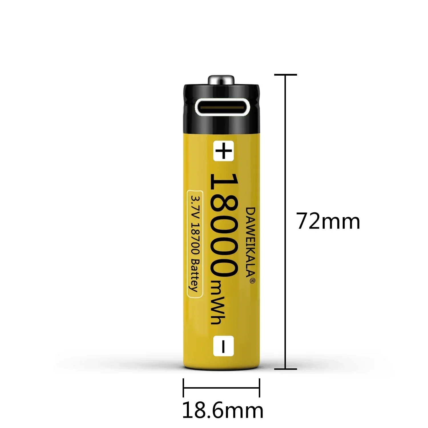 Фото Daweikala 18650 Батарея USB Type-C 18700 3,7 В 18000 МВтч USB Литий-ионная аккумуляторная батарея для фонарика Электрический мобильный телефон Игрушка №3