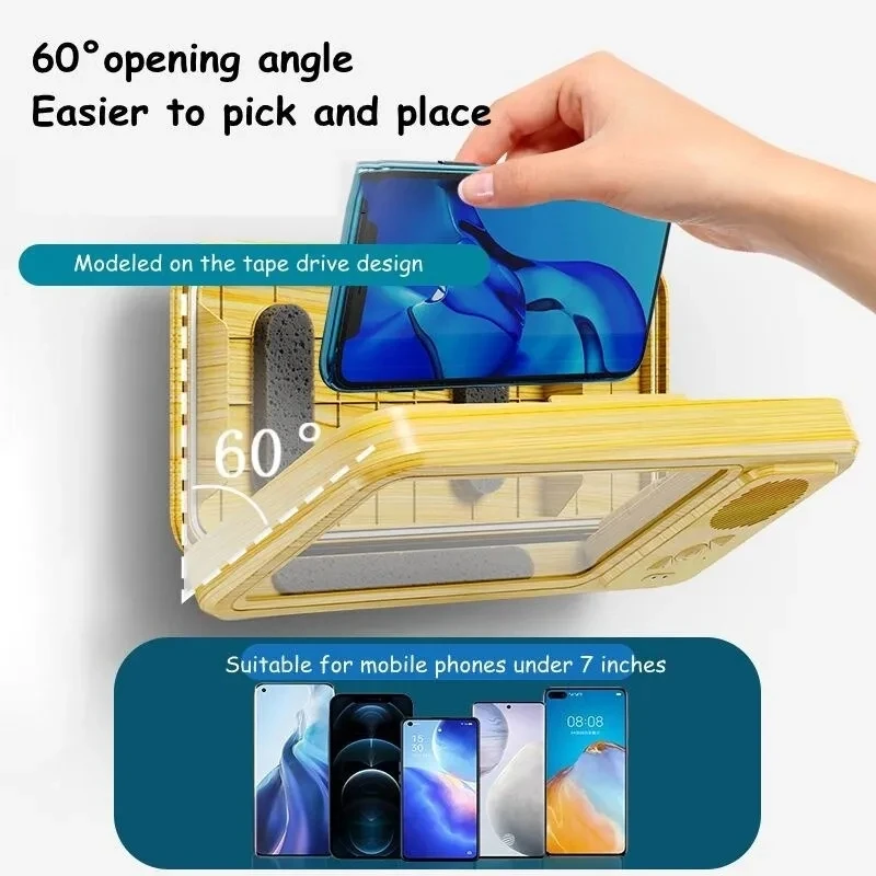 

IPX4 waterproof and anti-fog touchscreen wall mounted phone holder Shower phone holder with bluetooth speaker for shower cubicl