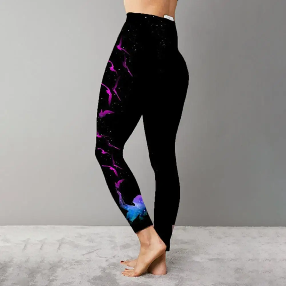 

Yoga Pants Sweat Absorbent Leggings Bottoms Butterfly Print Quick Drying Leggings Trousers for Jogging