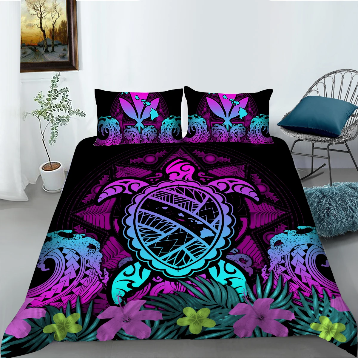 

2/3 шт., комплект мягкого постельного белья с 3d-принтом черепахи