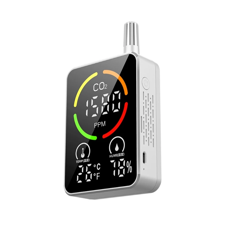 

High Accuracy Carbon Dioxide/Temperature/Humidity Sensor Air Quality Monitor with Intelligent Alarm System White/ Drop Shipping