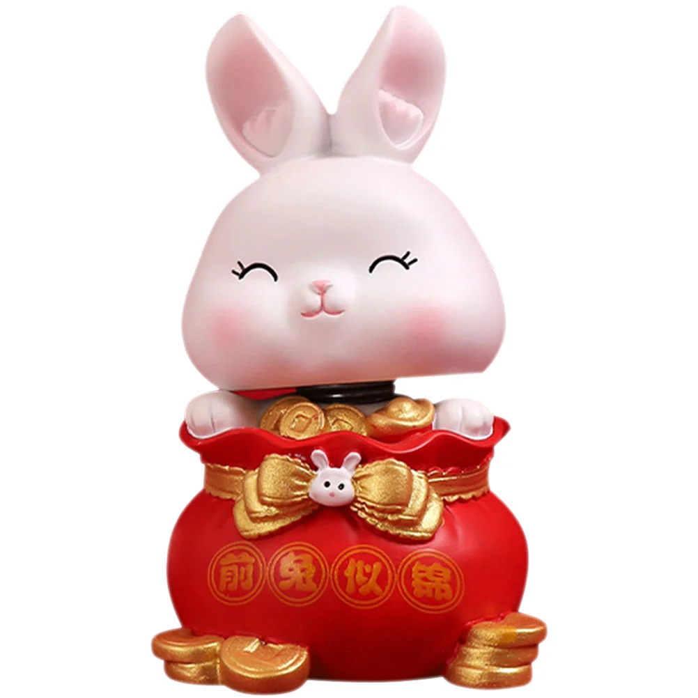 

Rabbit Year Figurines Decoration Car Chinese Bunny New Ornament Shaking Head Zodiac Decor Animal Figurine Dashboard Ingots Ingot
