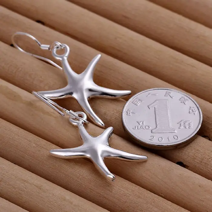 Серьги-подвески женские из серебра 925 пробы в форме звезды | Украшения и