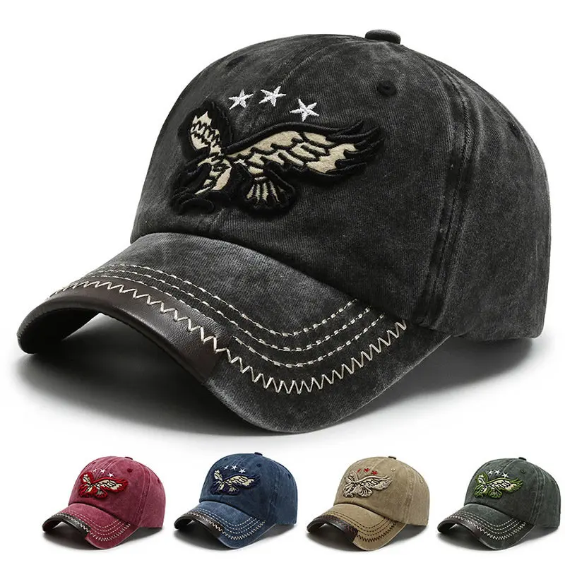 

Cotton Baseball Cap for Men Brand Adjustable Snapback Washed Bone Women Hat Hawk Embroidery Dad Hats Sports Hip Hop Caps