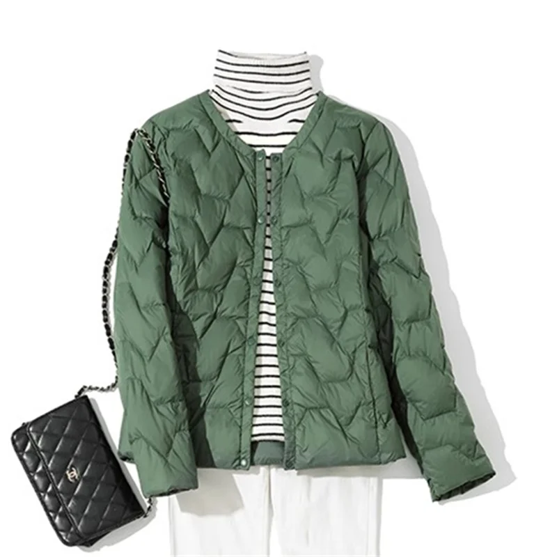 Осень-зима женское однобортное пуховое пальто ультра легкий тонкий белый утиный