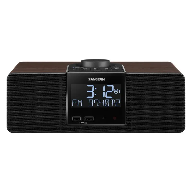 

AM/FM Bluetooth Tabletop Wooden Clock Radio with Alarm and Sleep Timers