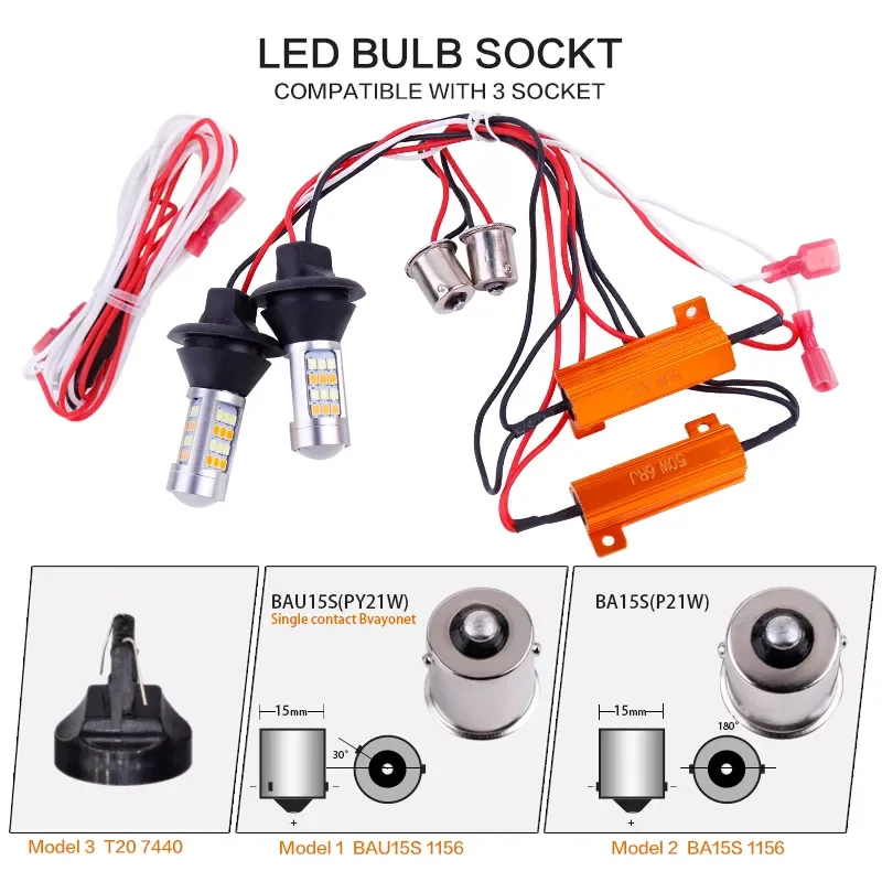 2 шт. BA15S 1156 P21W BAU15S PY21W T20 W21W 7440 42LED Canbus DRL хосветильник s сигнал поворота двойной