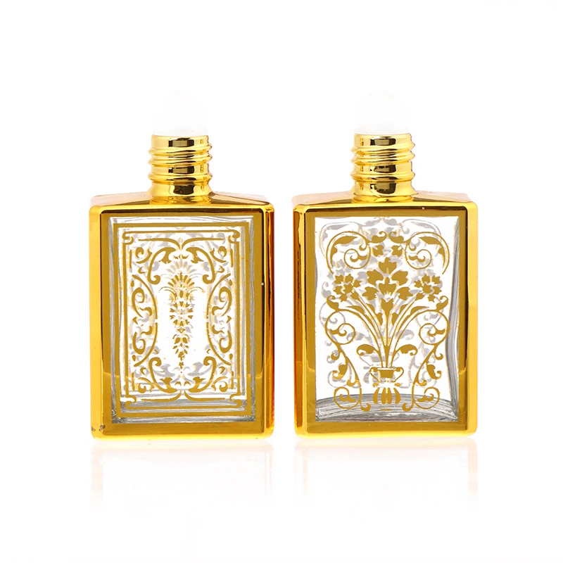 1 шт. 15 мл золотой арабский кристалл бутылка масла Attar эфирного стеклянная для