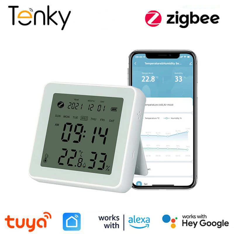 

Tuya ZigBee Smart Temperature Humidity Sensor APP Remote Monitor for Smart Home SmartLife Works with Alexa Google Assistant