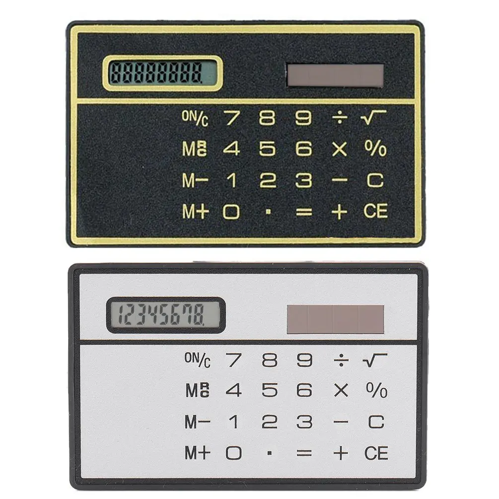 

Solar Calculator 8-Digit Ultra-Thin Solar Calculator with Touch Screen Credit Card Design Mini Credit Card Size Portable