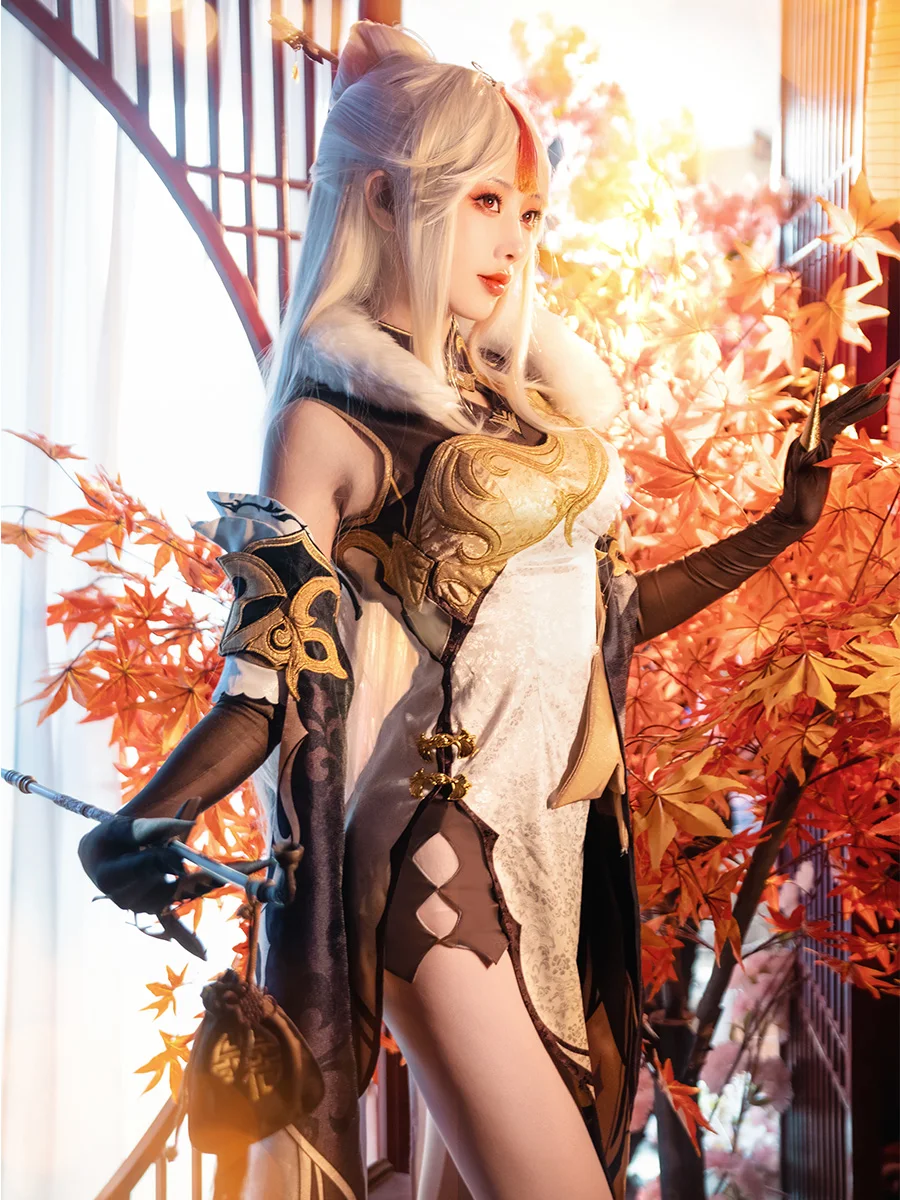 

Genshin Impact Ningguang косплей сексуальное платье Ningguang орхидеи косплей платье Чонсам женское платье на Хэллоуин