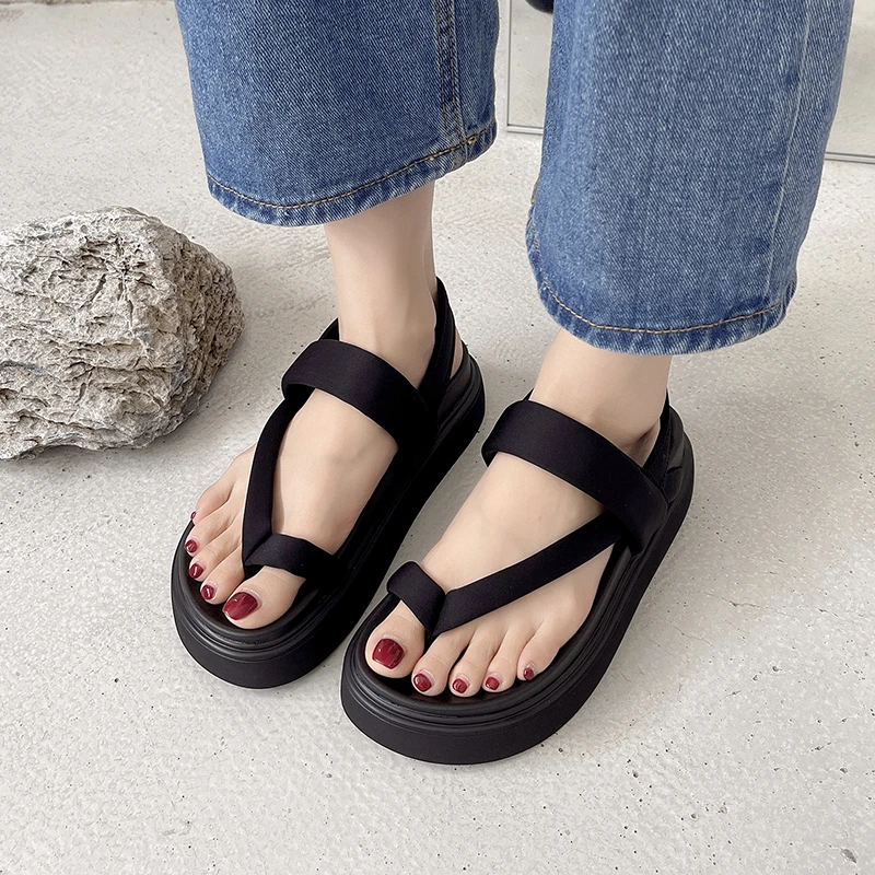 

Casual Open-toe Women Sandals Non-slip Black Hook Loop Platform Sandals Shoe Female Summer Beach Shoes 2023 New