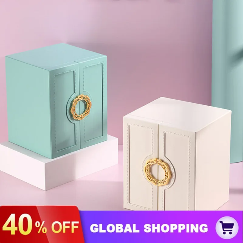 Makeup Storage Box Flat Open Jewelry Box Large Capacity Multi-layer Korean Jewelry Box Earrings Necklace Jewelry Storage Box