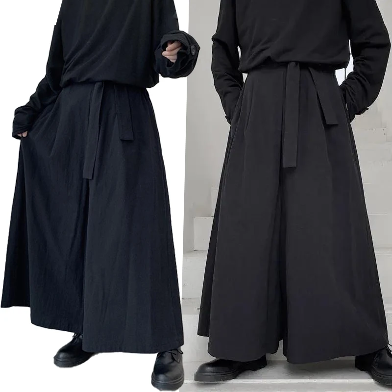 Kendo Uniforms Martial Arts Clothing Kendo Aikido Martial Arts Loose Gothic Hakama Samurai Pants Men Plus Size Wide Leg Pants