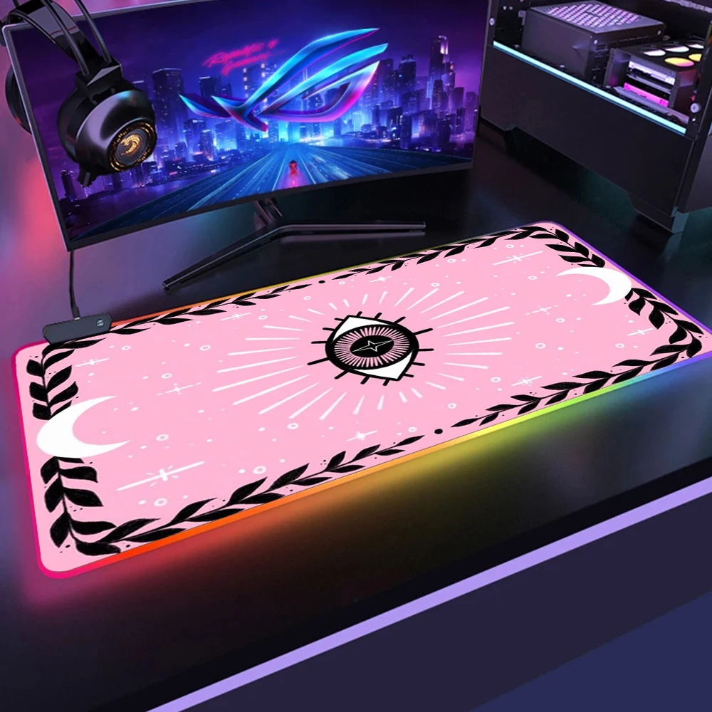 

RGB крутой новый прочный резиновый коврик для мыши от сглаза игровой плеер Нескользящая защита скорости настольная светодиодный сная светод...
