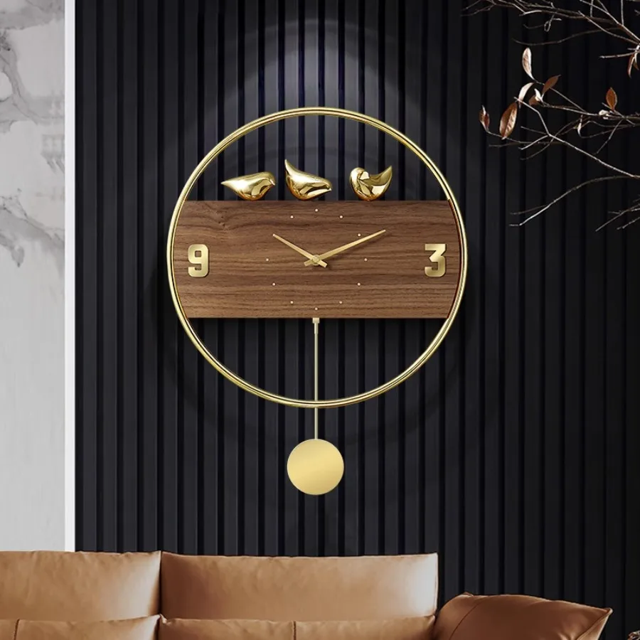 

Home Wall Clock Decoration Art Wooden Hands Round Living Room Wall Clock Pieces Number Gold Fashion Kitchen Horloge Home Decor
