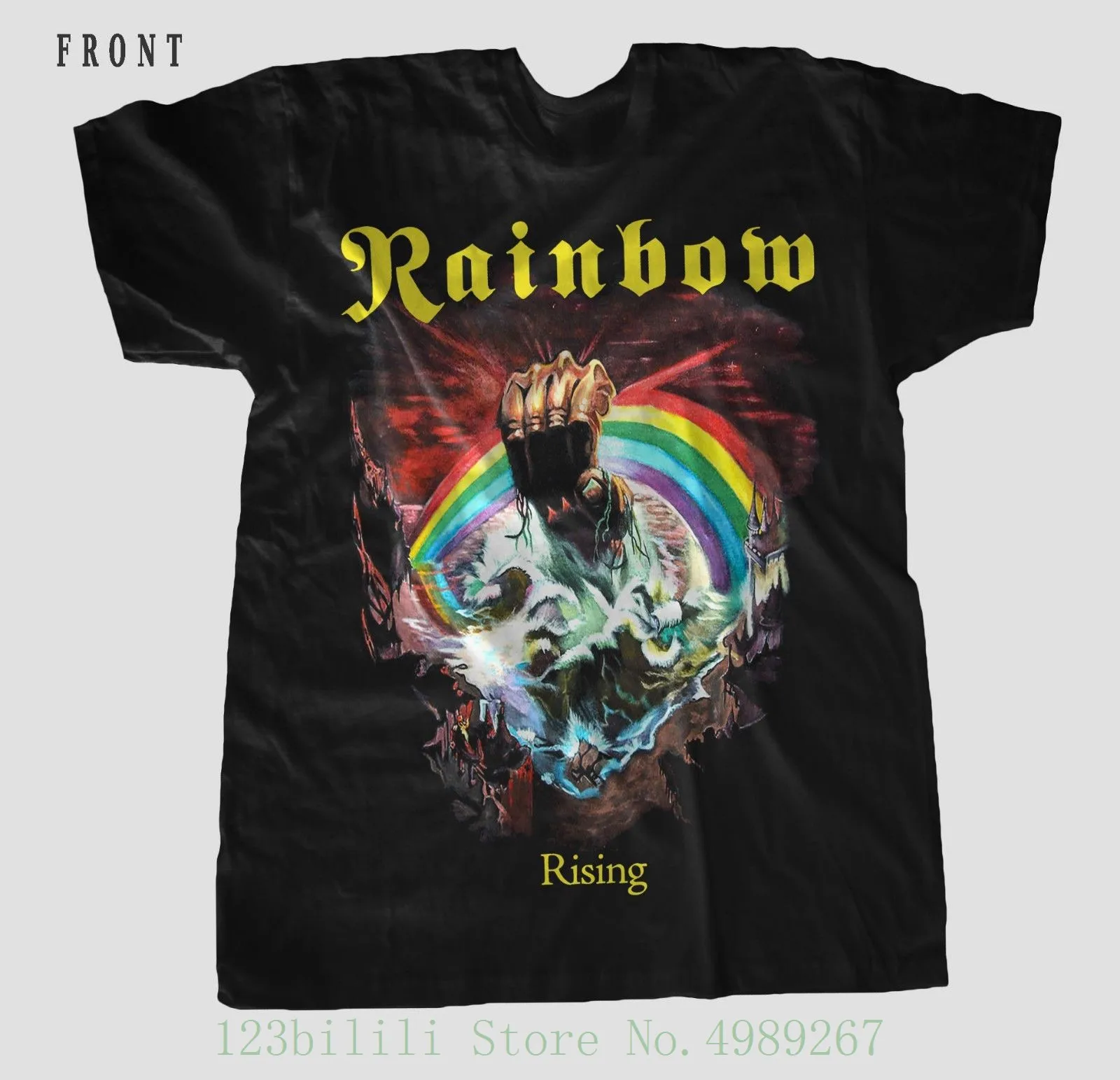 

Rainbow Rising Heavy Metal Deep Purple Whitesnake Black T Shirt Sizes : S To 7Xl T-Shirt Short Sleeve Mens