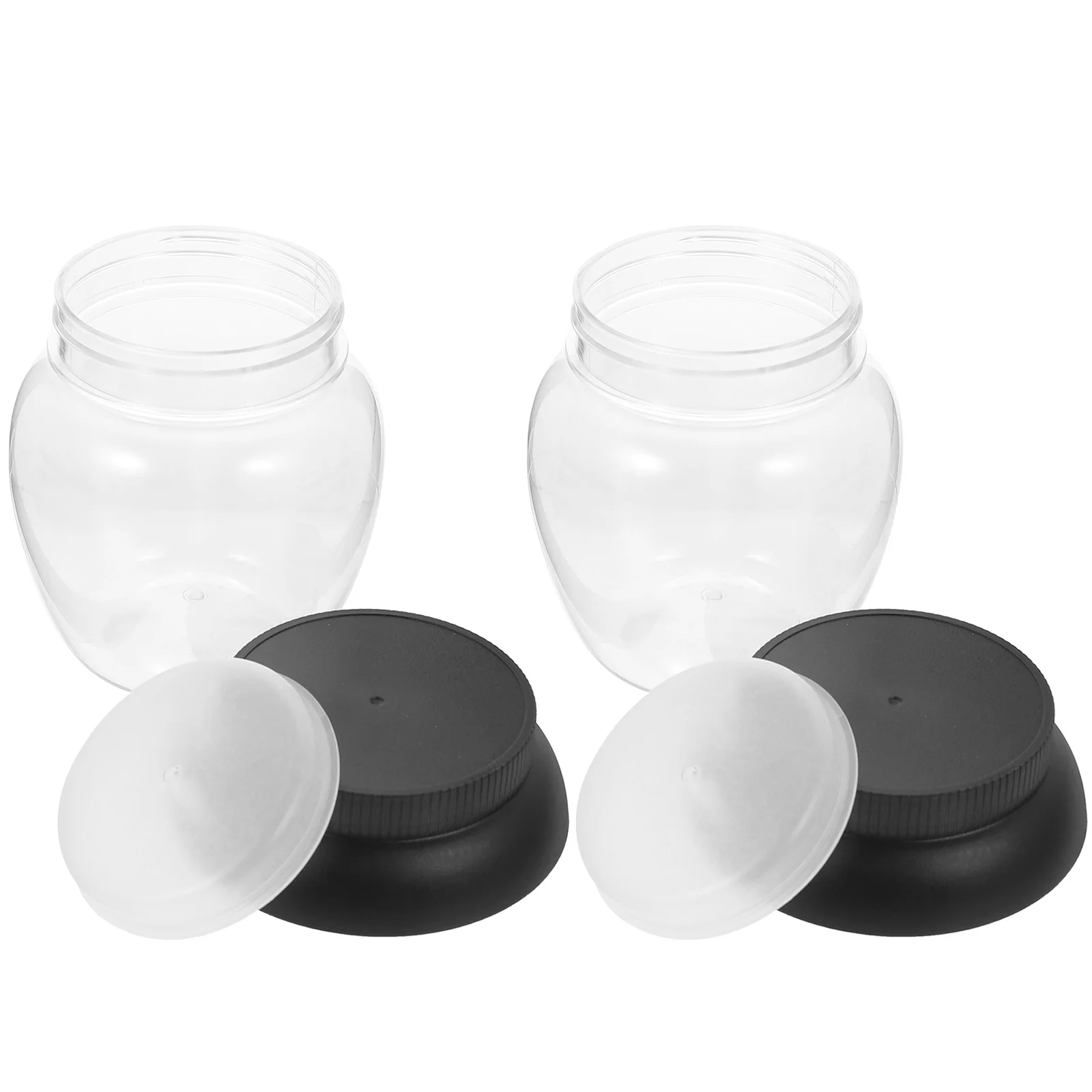 

2 Pcs Mini Glass Jars Plastic Kimchi Pickle Storage Fermenting Dustproof Earthen 10.5X9.5X7CM Food Transparent Airtight