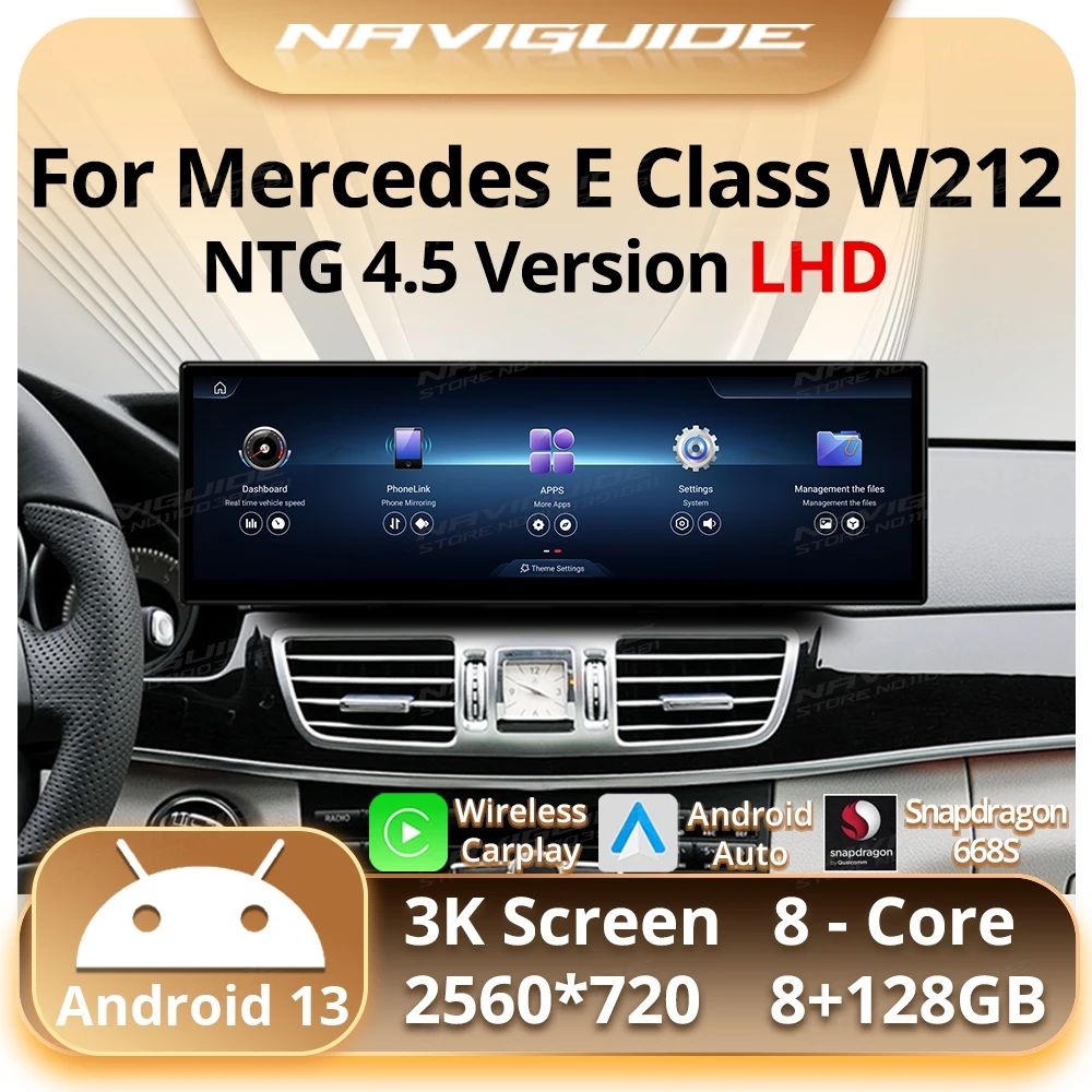 Автомобильное радио NAVIGUIDE 14 9 дюйма Android 13 для Mercedes E Class W212 NTG 4 5 беспроводная