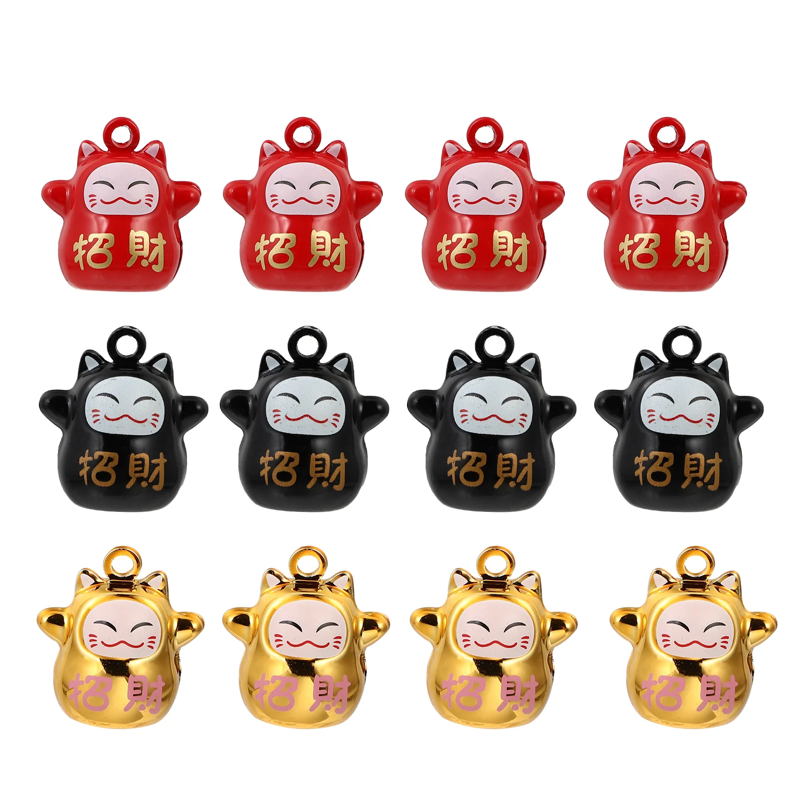 

1 Set 12Pcs Lovely Pet Bell Fortune Cat Bells DIY Accessories (Red Black Golden)