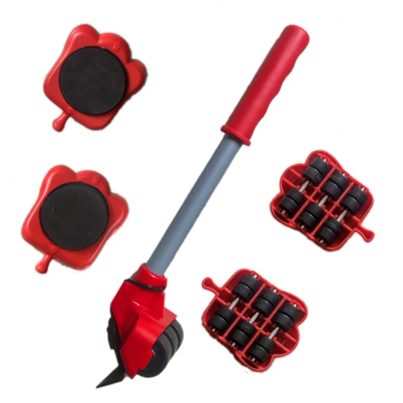 

HOT SALE 5Pcs Furniture Mover Tool Set Heavy Stuffs Transport Lifter Wheeled Mover Roller With Wheel Bar Moving Hand Device