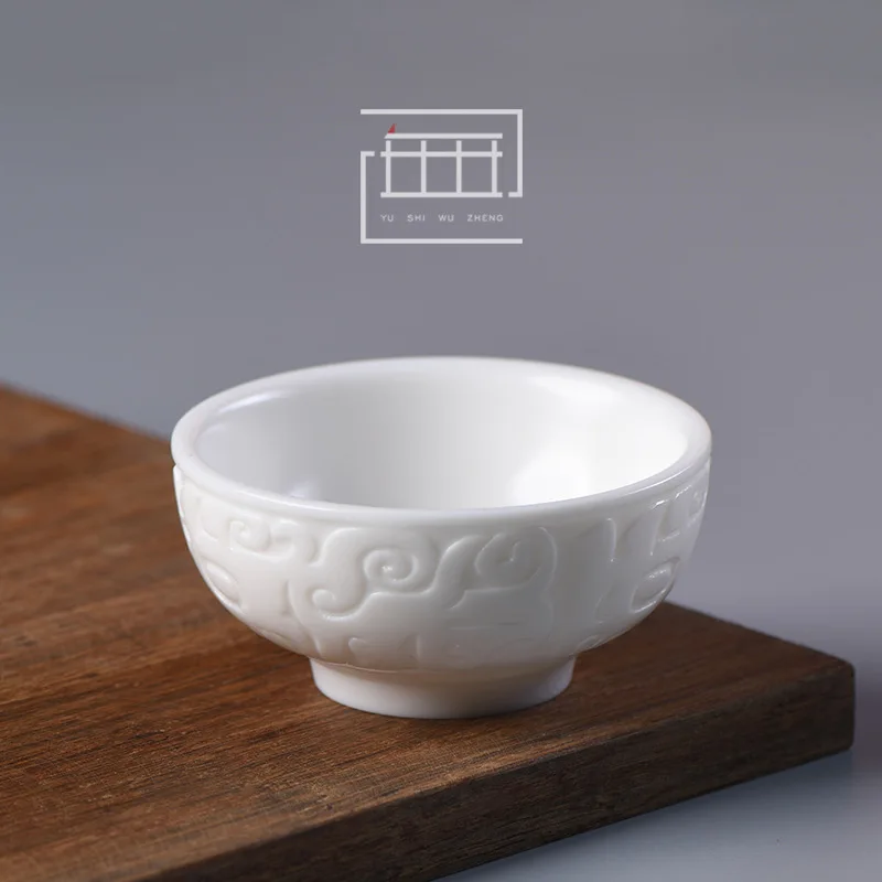 Овечья Толстая Нефритовая фарфоровая чашка рельефная Женская для чая дегустации