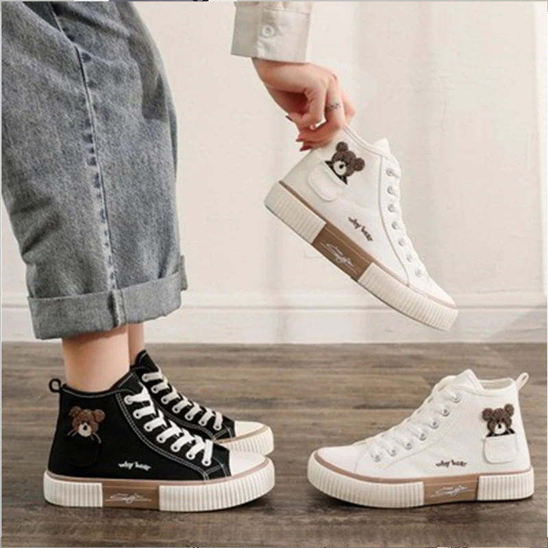

Women's Sneakers Kawaii Shoes Sports Vulcanized High Top Flats Casual Fashion Bear Spring Cute Harajuku Running Dropshipping