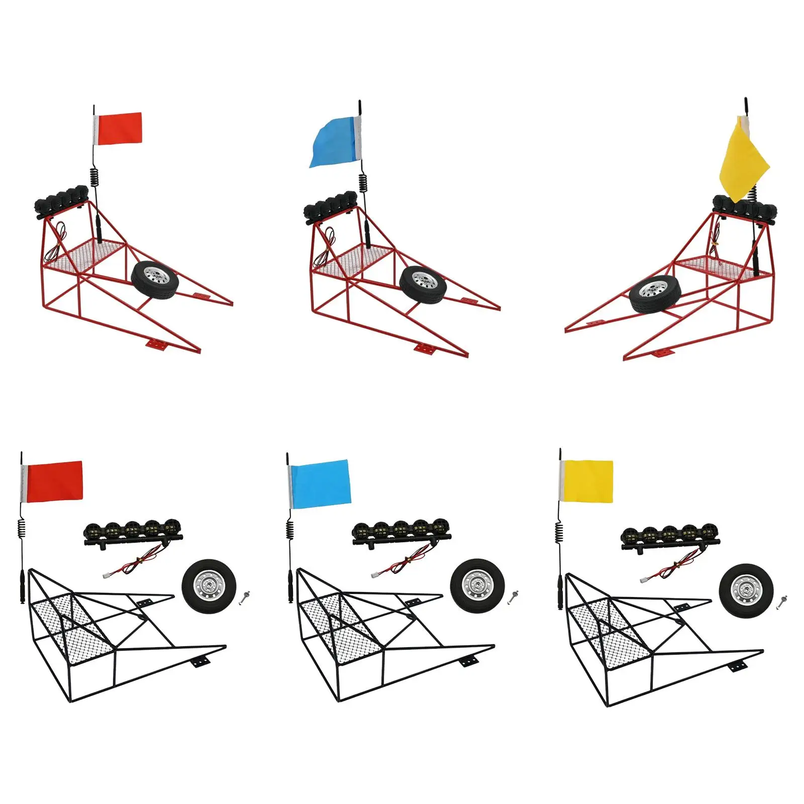 

RC Kits with Roof Lights & Spare Tire & Singal Flag Decor Upgrade for RC truck Accessories DIY Model
