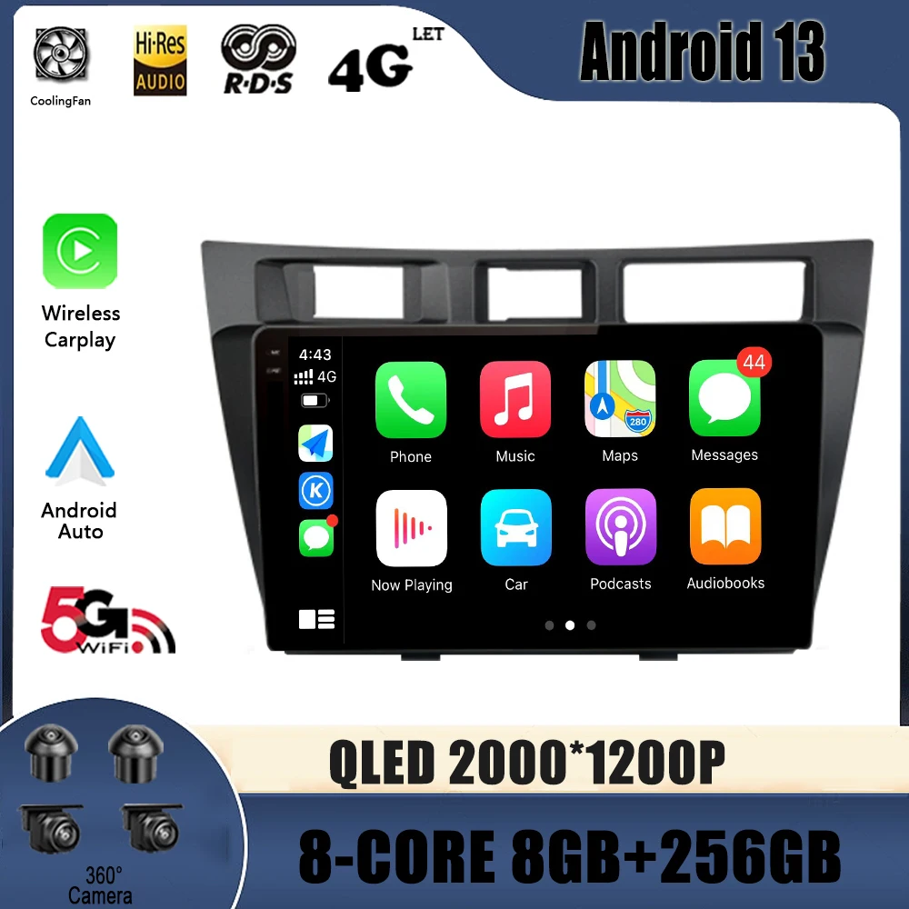 

Автомагнитола для Toyota Mark II 9 2000-2007, мультимедийный видеоплеер с навигацией, 4G, GPS, Android 13, 2din, 2 din