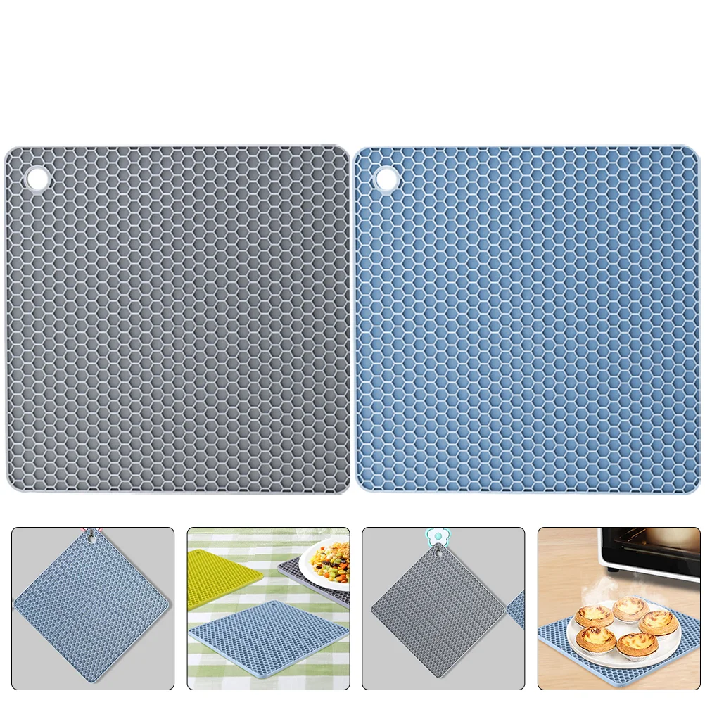 

2Pcs Hot Pot Holders Kitchen Countertop Silicone Mats Insulation Silicone Pot Mats Non-slip Table Mats