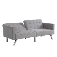 Convertible Folding Light Grey Sofa Bed Lounge Couch and Love Seat or Sleeper Sofa for Living Room Bedroom Reading Room