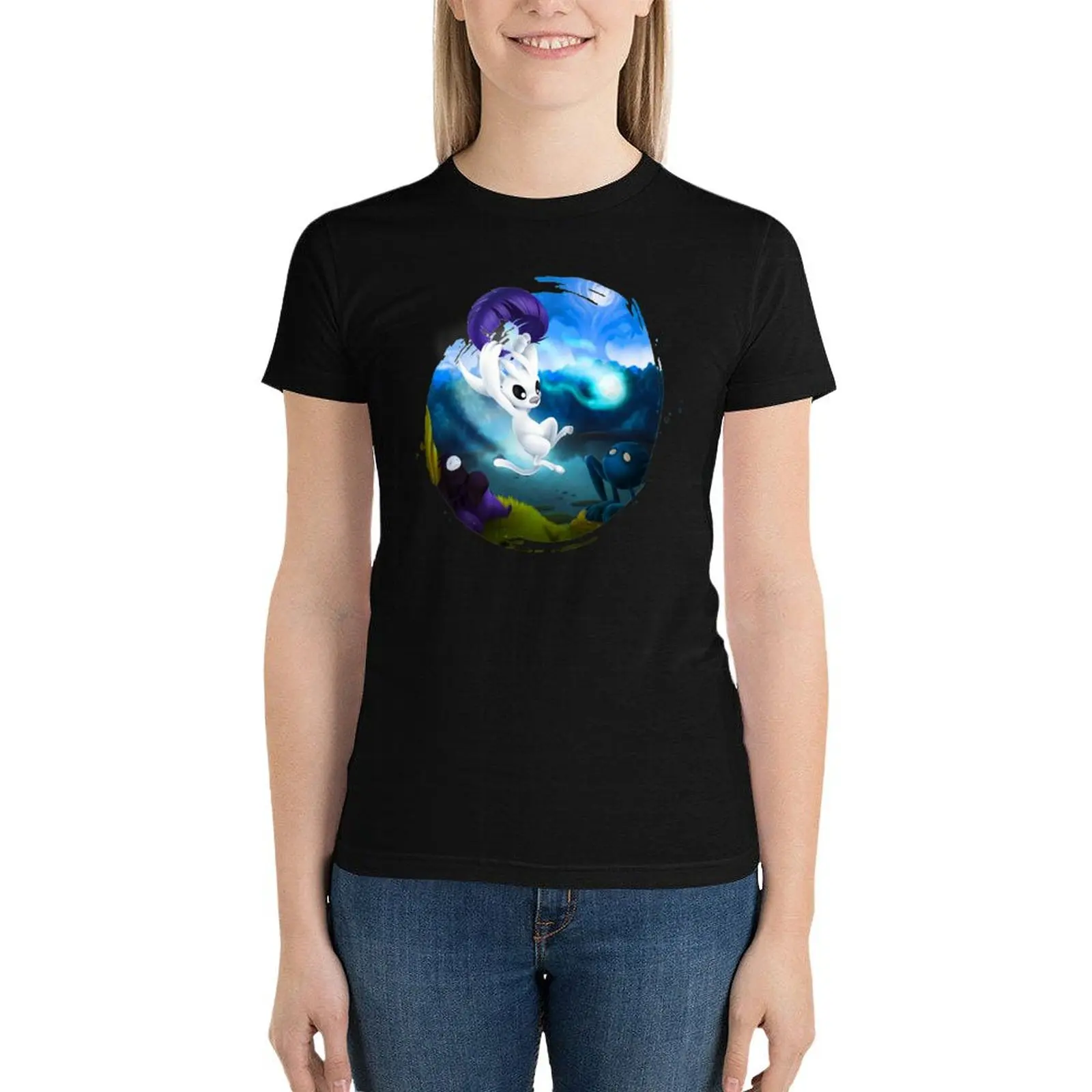 Футболка Ori and The Blind Forest - Fly And Will Of Wisps Game простая Женская одежда женская футболка