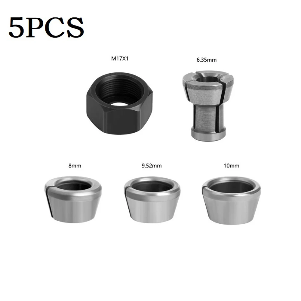

1/2/5pcs M17 6/6.35/8/9.5/10mm Collet Chuck Adapter With Nut Engraving Trimming Machine Electric Router Milling Cutter Accessory