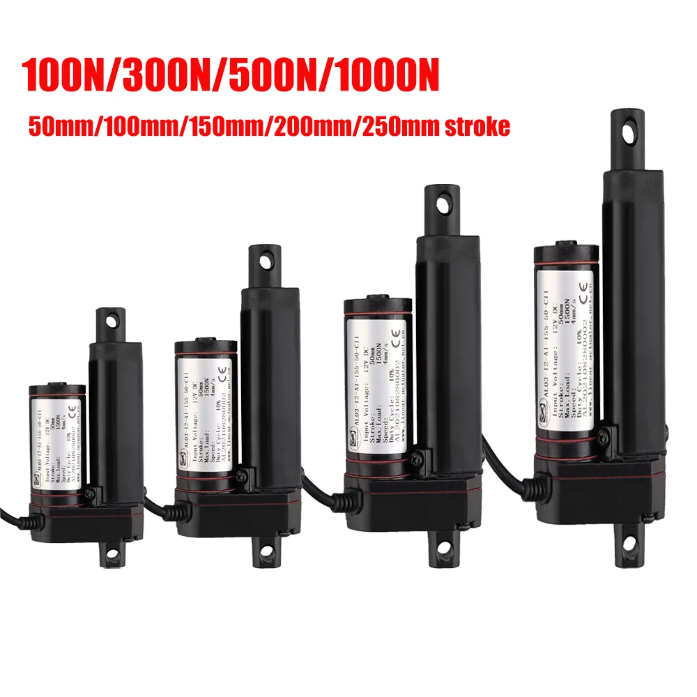 

100N 300N 500N 1000N линейный привод 50 мм 100 мм 150 мм электрический линейный привод 12 В электрический линейный привод