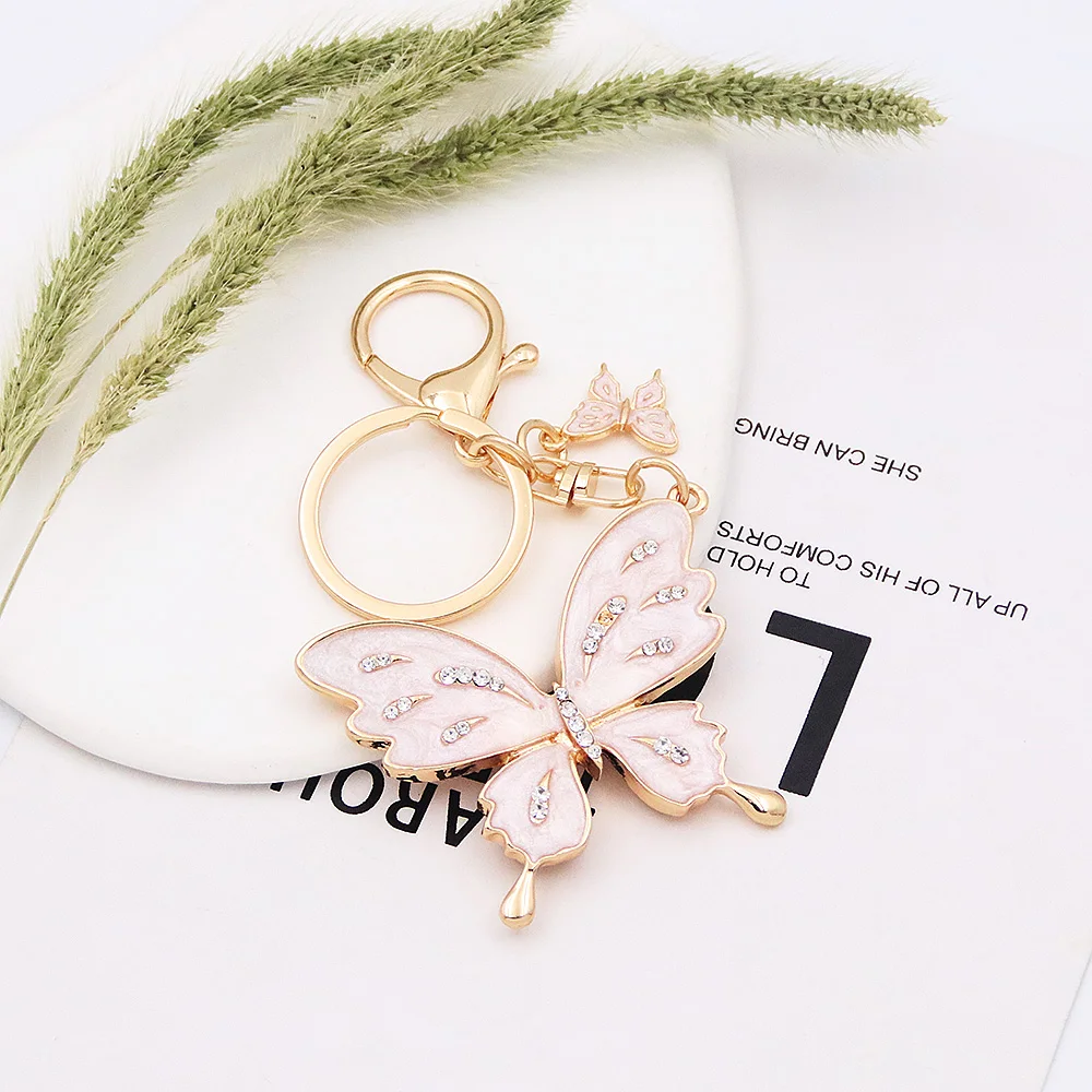 

Fashion Creative Rhinestone Butterfly Keychain Chaveiro Cute Insect Pendant Keyring For Girls Women Handbag Charm Jewelry