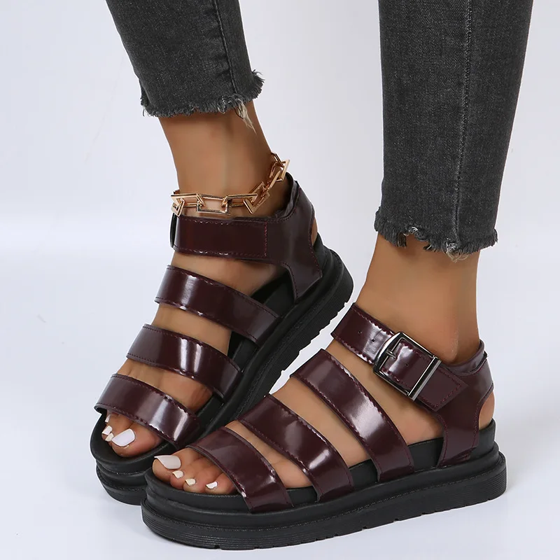 Summer Women's Sports Sandals Platform Sandals Ladies Roman Buckle Beach Shoes Comfortable Wedge Heel Sandals Big Size 41 42 43