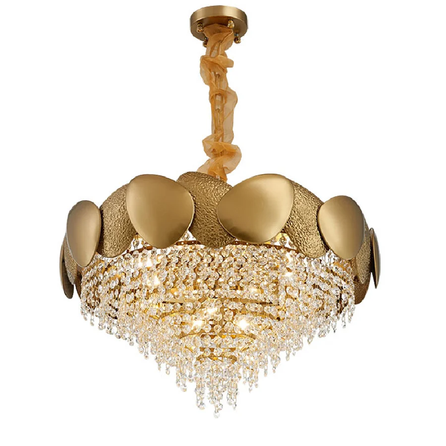 

Золотая круглая светодиодная хрустальная люстра в стиле постмодерн, подвесные светильники, Подвесная лампа, хрустальная люстра, декоратив...