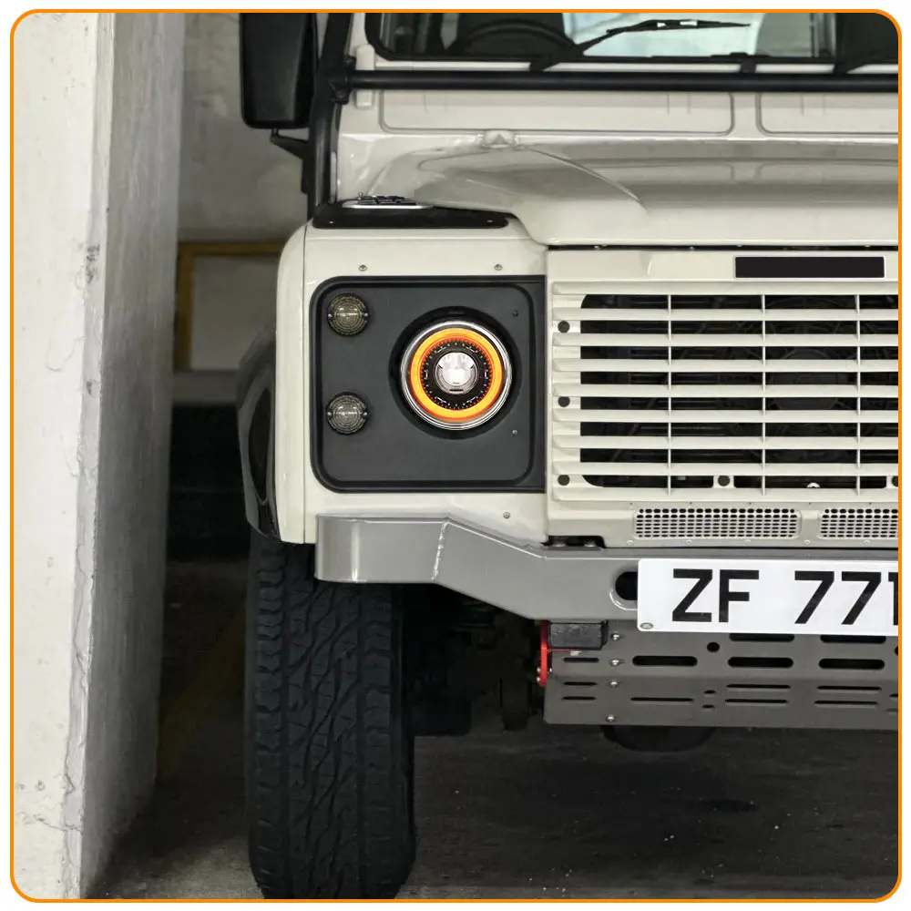 7-дюймовый светодиодный DRL H4 Halo Ring Янтарный указатель поворота для Land Rover Defender Jeep JK TJ Touring Lada 4x4 Yamaha Niva (art.: 3920cfee800c2) - 3920cfee800c2