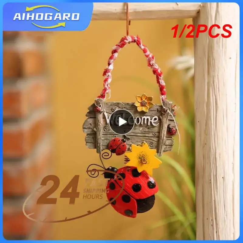 

1/2PCS Ladybug Doorplate Sign Practical Spring Door Wreath Adorable Welcome Sign Decor Garden Patio Ladybug Decor for Yard