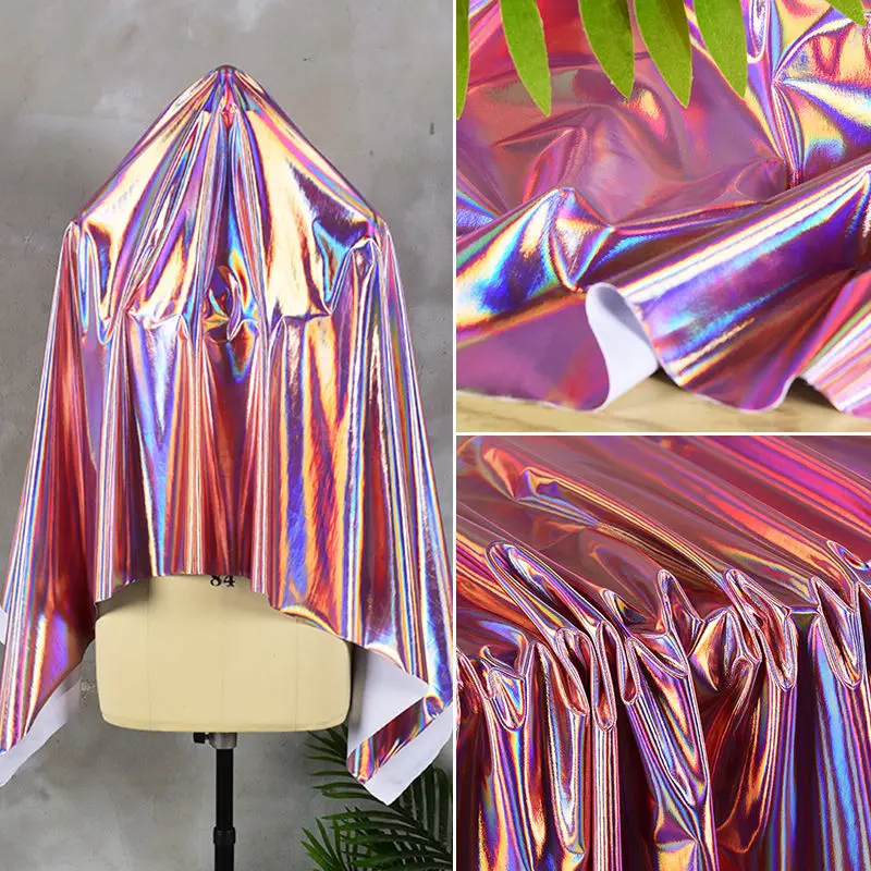 

2022 NEW ARRIVAL140cm Width Pink Reflective Fabric High Bright DIY Make For Clothes Reflective Design Gradient Color