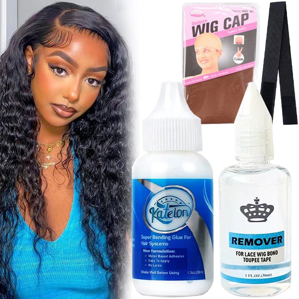 

Waterproof Lace Front Wig Glue Invisible Hair Bonding Glue For Frontal Toupee+Wax Stick For Wig Edge Control+Lace Tint Spray