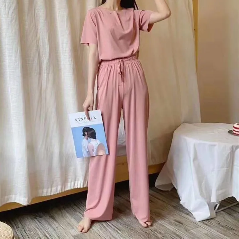 

Пижама женская летняя эластичная из модала, модная пикантная Розовая домашняя пижама с коротким рукавом, крутой комплект, одежда